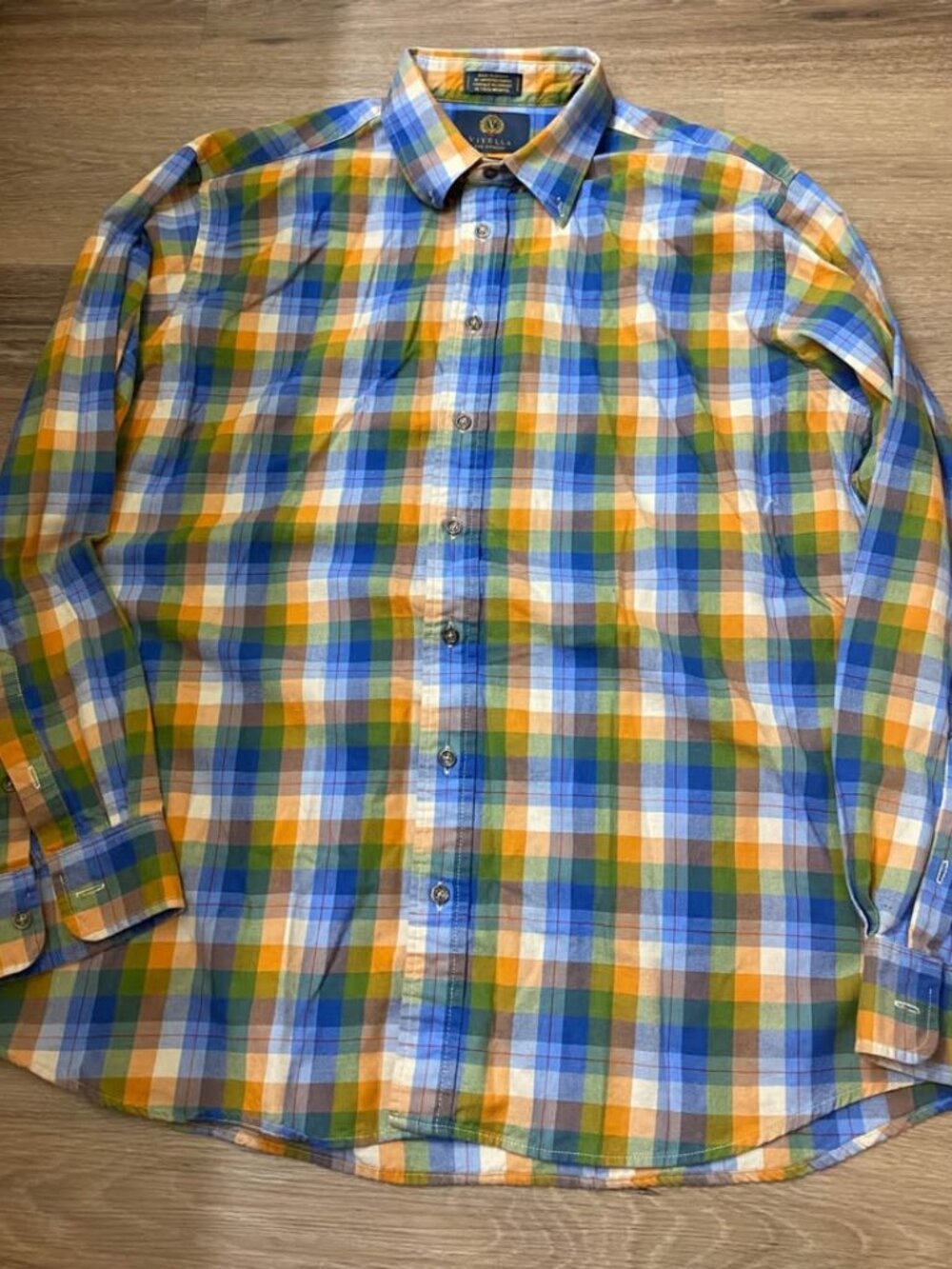 Viyella Men’s Traditional Fit Plaid Button-Down Shirt XL 1G Cotton Wool Blend